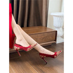 Damen elegante Slingback-Pumps mit zarter Spitzenverzierung R&B