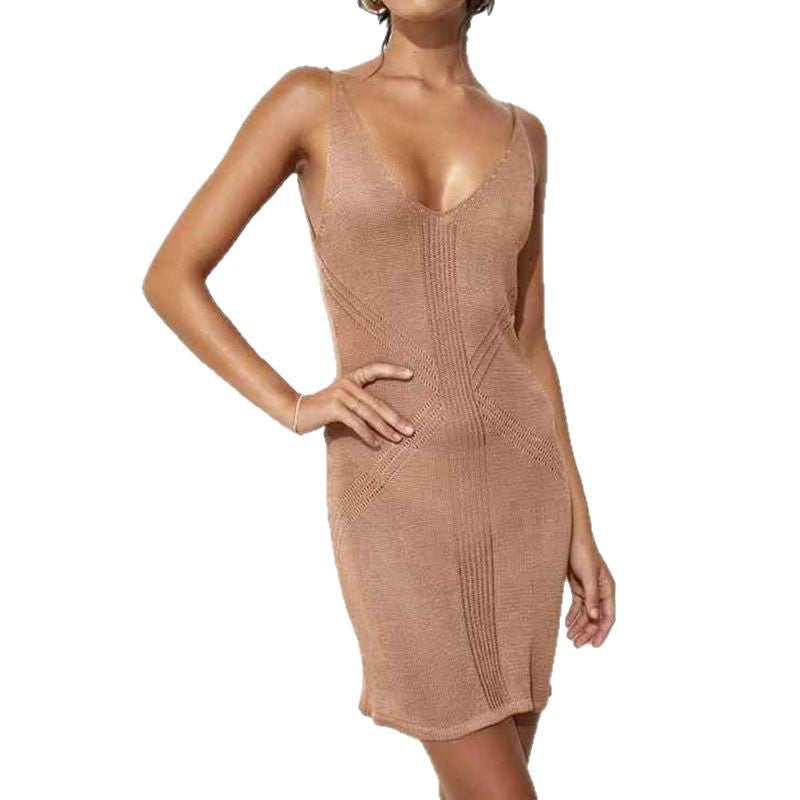 Damen elegantes Häkelkleid mit tiefem Ausschnitt R&B