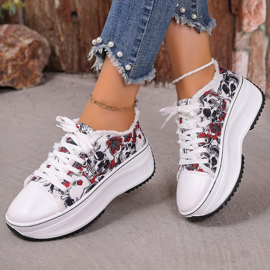 Damen Modische Sneakers mit floralem Print und gepolsterter Sohle R&B