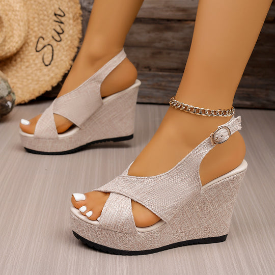 Damen Wedge-Sandalen mit eleganter Schnalle und komfortablem Fußbett R&B