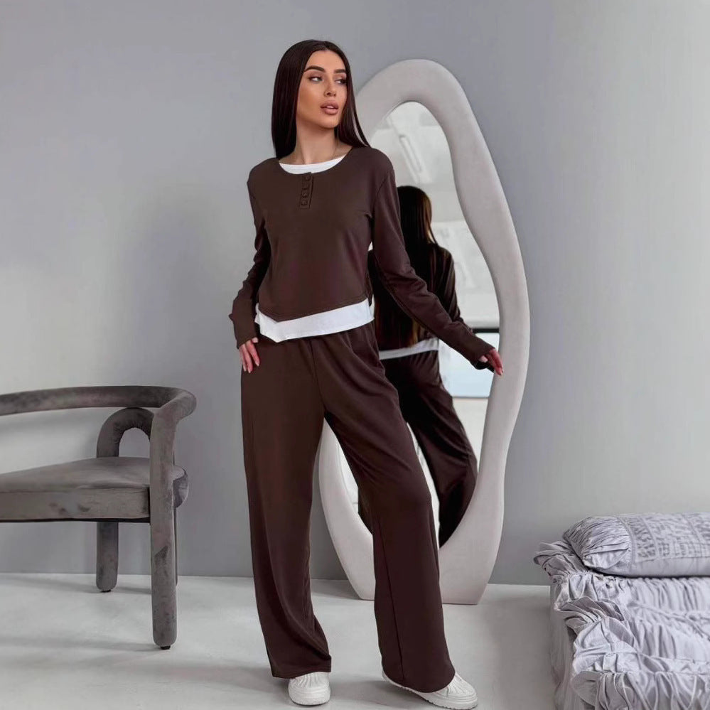 Damen gemütliches Freizeit-Set mit sportlichem Design R&B