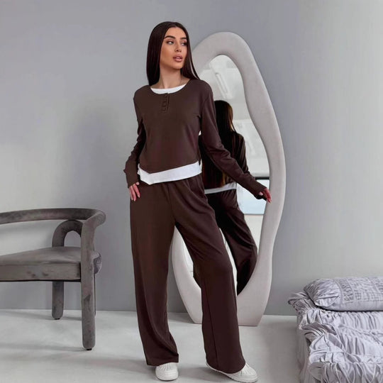 Damen gemütliches Freizeit-Set mit sportlichem Design R&B