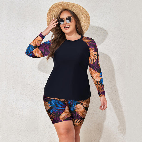 Damen UV-Schutz Badeanzug-Set mit ärmellosem Oberteil und kurzen Hosen R&B