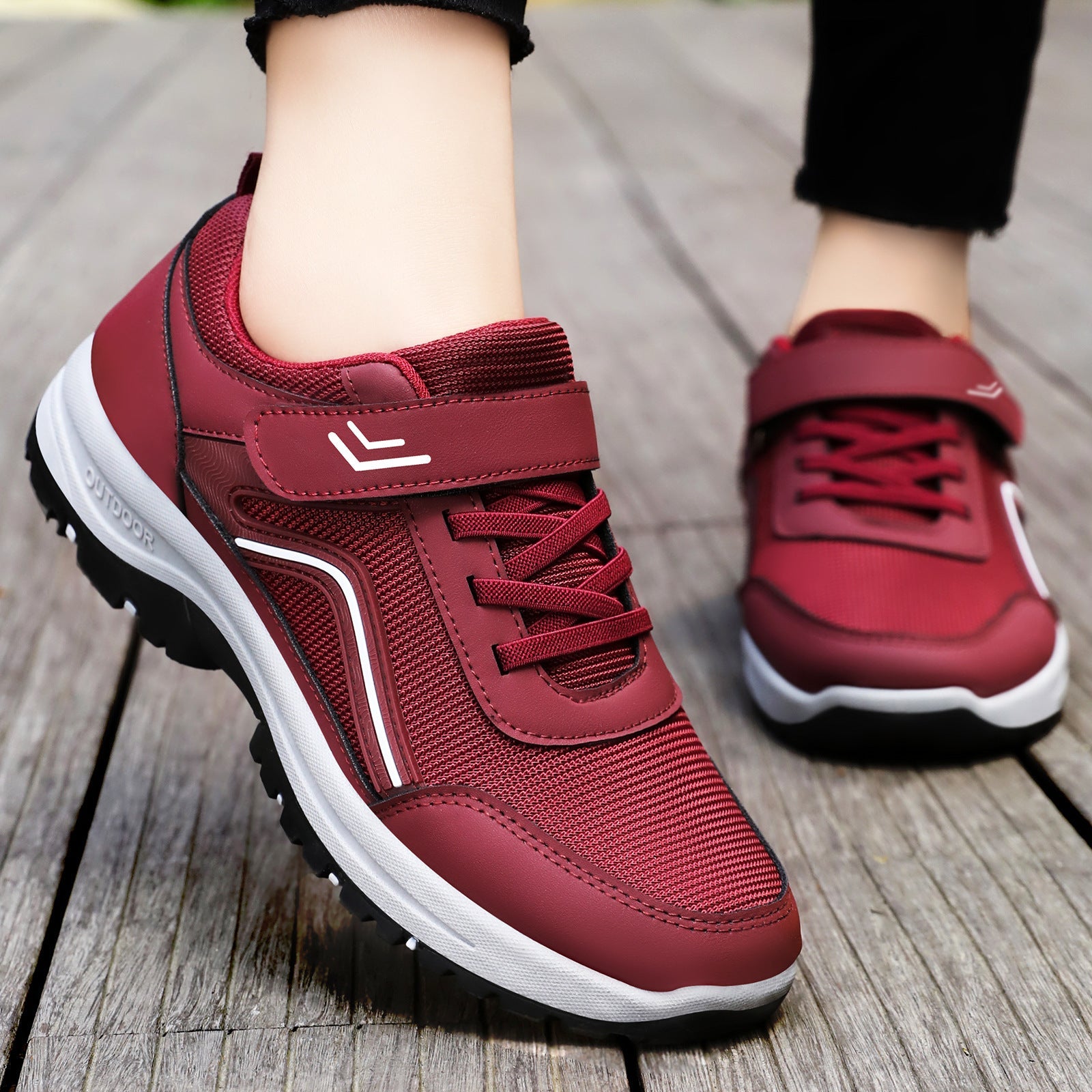 Damen Sportliche Fitness-Sneaker mit verstellbarem Klettverschluss und atmungsaktivem Mesh-Obermaterial R&B