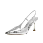 Damen elegante Slingback Pumps mit metallic glänzendem Obermaterial R&B