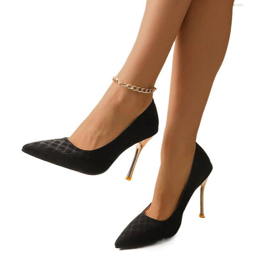 Damen spitze Stiletto-Pumps mit funkelndem Goldabsatz R&B