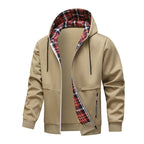 Herren sportliche Hybridjacke mit innenliegenden Karomuster Hedi-Mode