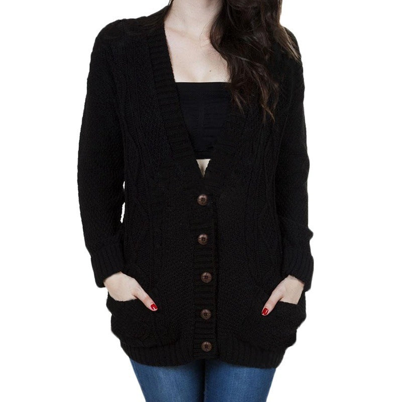 Damen Grobstrick-Cardigan mit klassischem V-Ausschnitt und praktischen Taschen R&B