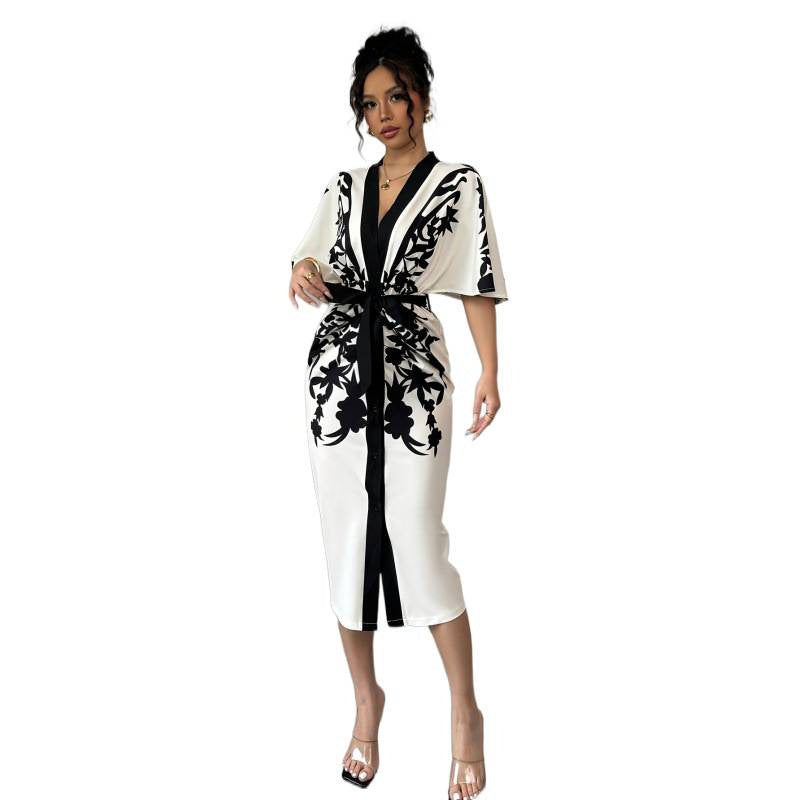 Damen Kimono-Style Kaftan-Kleid R&B