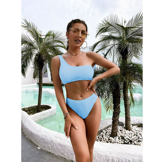 Damen Einseitiger Bikini mit strukturiertem Oberteil R&B