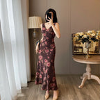Damen Elegantes Maxikleid mit floralem Muster und V-Ausschnitt R&B
