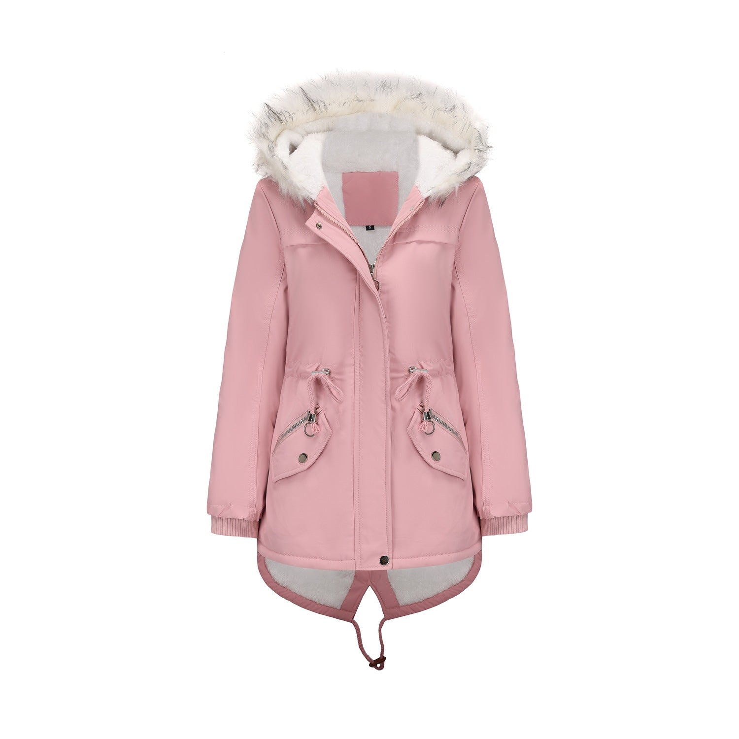 Damen modische Übergangsjacke mit kuscheligem Innenfutter und verstellbarem Bund