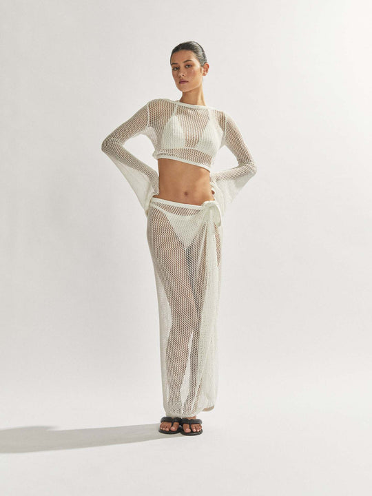 Damen durchsichtiger Strandanzug mit modischem Häkel-Design R&B