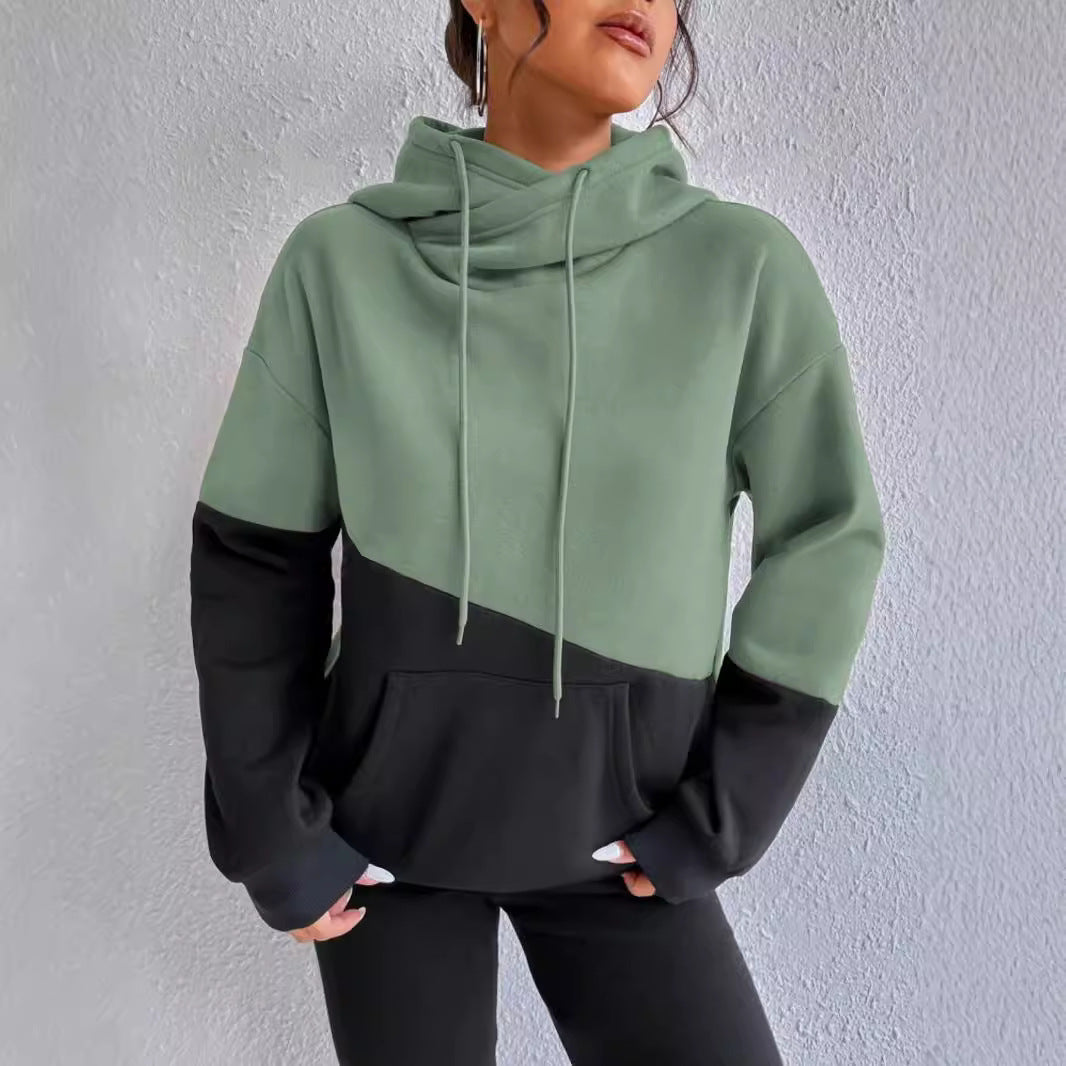 Damen lässiger Kapuzenpullover mit Farbblock-Design R&B