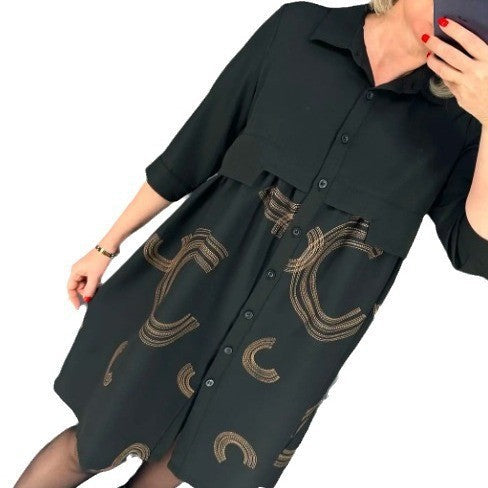 Damen Hemdblusenkleid mit modischer Overlay-Optik R&B