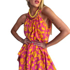Damen Luftiges Sommerkleid mit asymmetrischem Saum und voluminösen Falten R&B