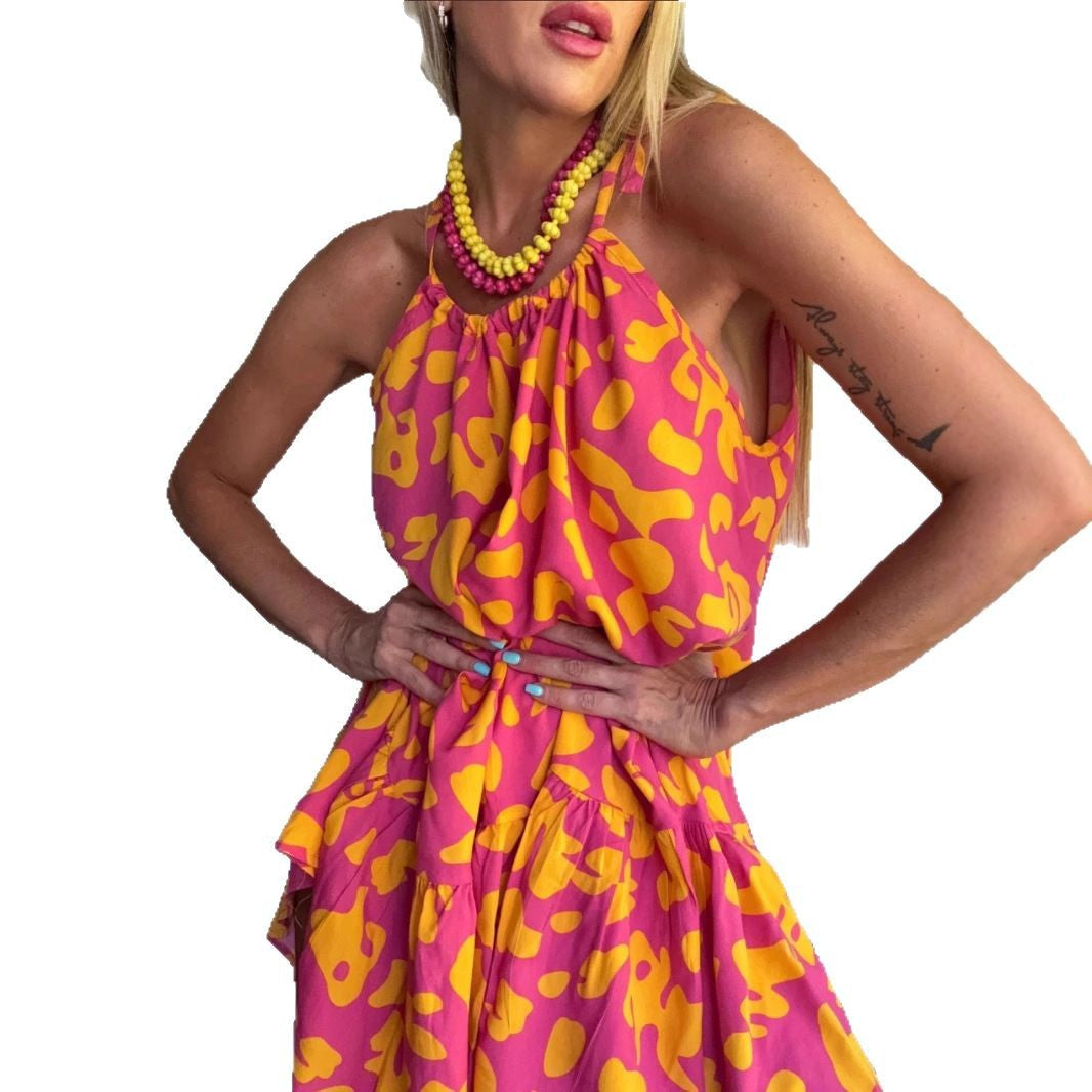 Damen Luftiges Sommerkleid mit asymmetrischem Saum und voluminösen Falten R&B