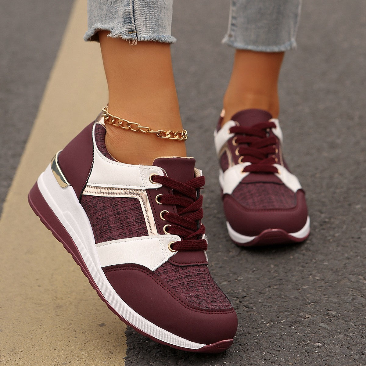 Damen Sportliche Sneakers mit atmungsaktivem Netzobermaterial und modischem Design R&B