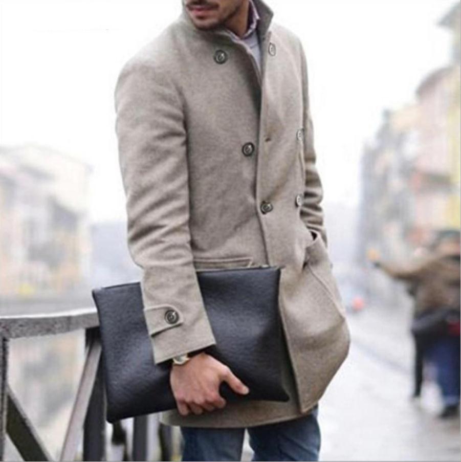 Herren eleganter Woll-Dufflecoat mit doppelter Knopfreihe und praktischen Taschen R&B