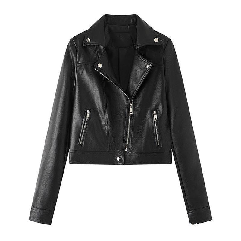 Damen Kunstleder Bikerjacke mit asymmetrischem Reißverschluss und praktischen Taschen R&B