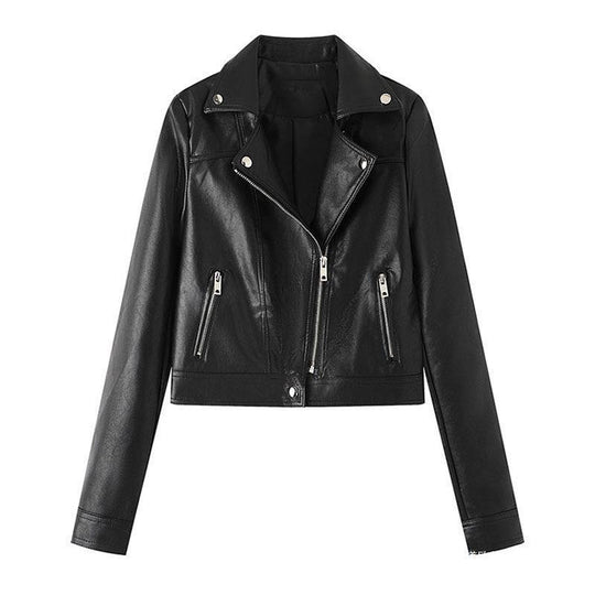 Damen Kunstleder Bikerjacke mit asymmetrischem Reißverschluss und praktischen Taschen R&B