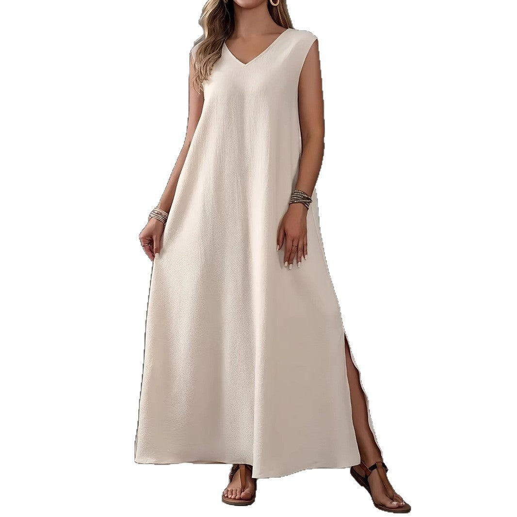 Damen Maxikleid mit schickem V-Ausschnitt und seitlichen Schlitzen R&B