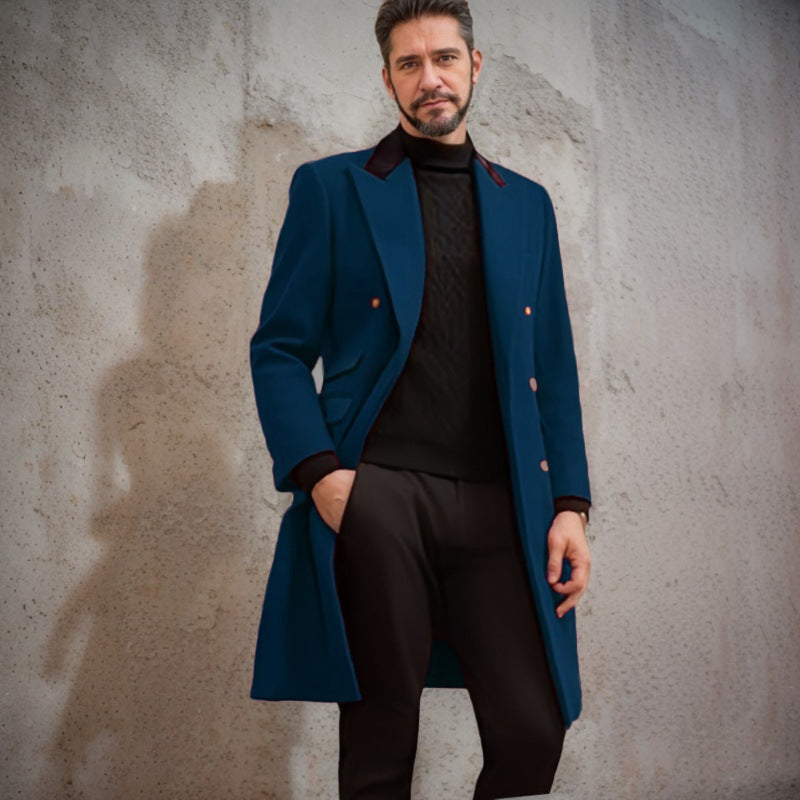 Herren eleganter Longblazer mit Doppelreihe R&B