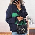 Damen Pullover mit auffälligem Blütenmotiv und lockerer Passform R&B