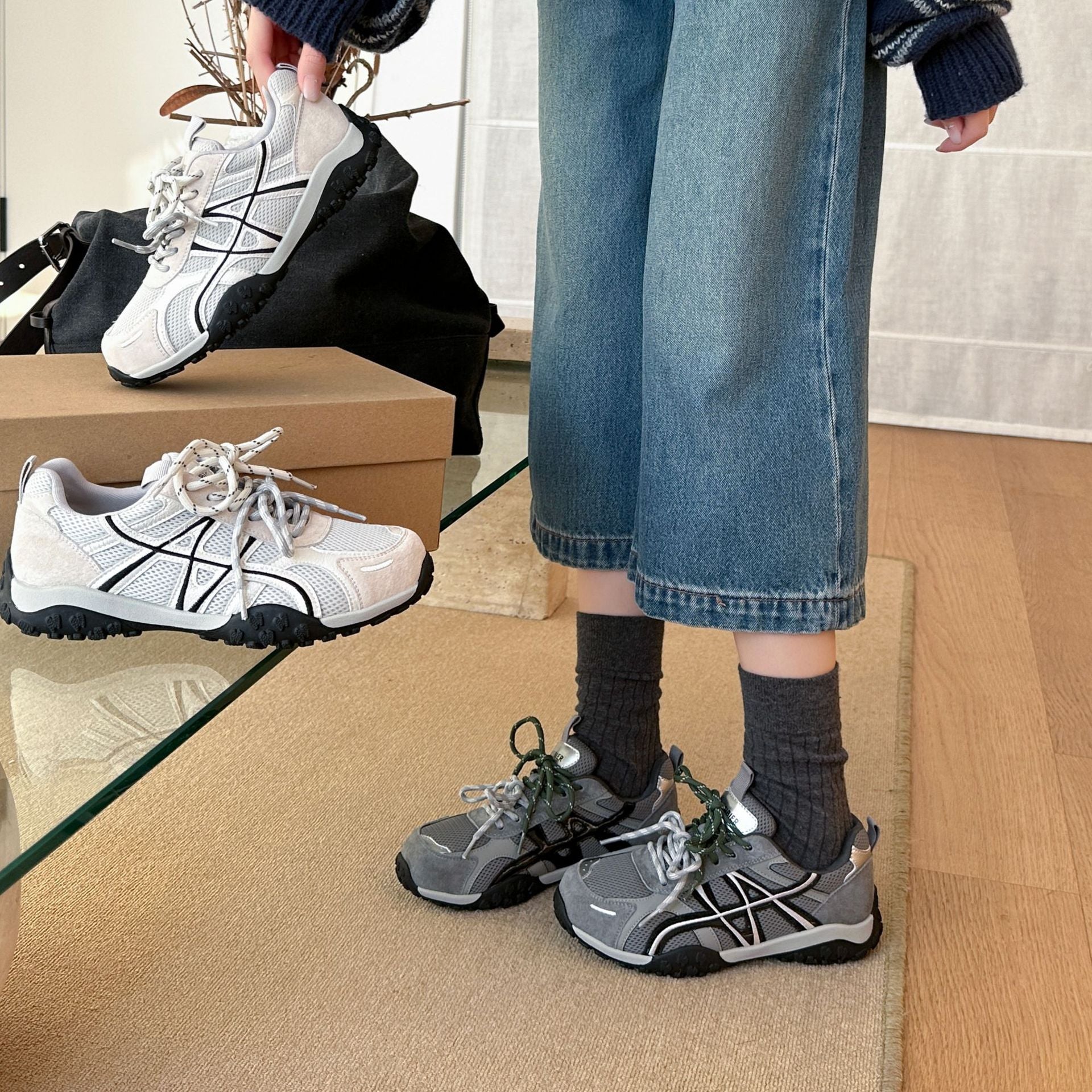 Damen Sportliche Trail Sneakers mit atmungsaktiver Mesh-Oberfläche und rutschfester Sohle