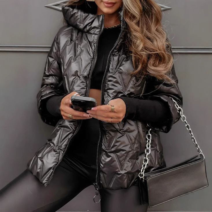 Damen Steppjacke mit hochabschließendem Kragen und breitem Ärmel R&B
