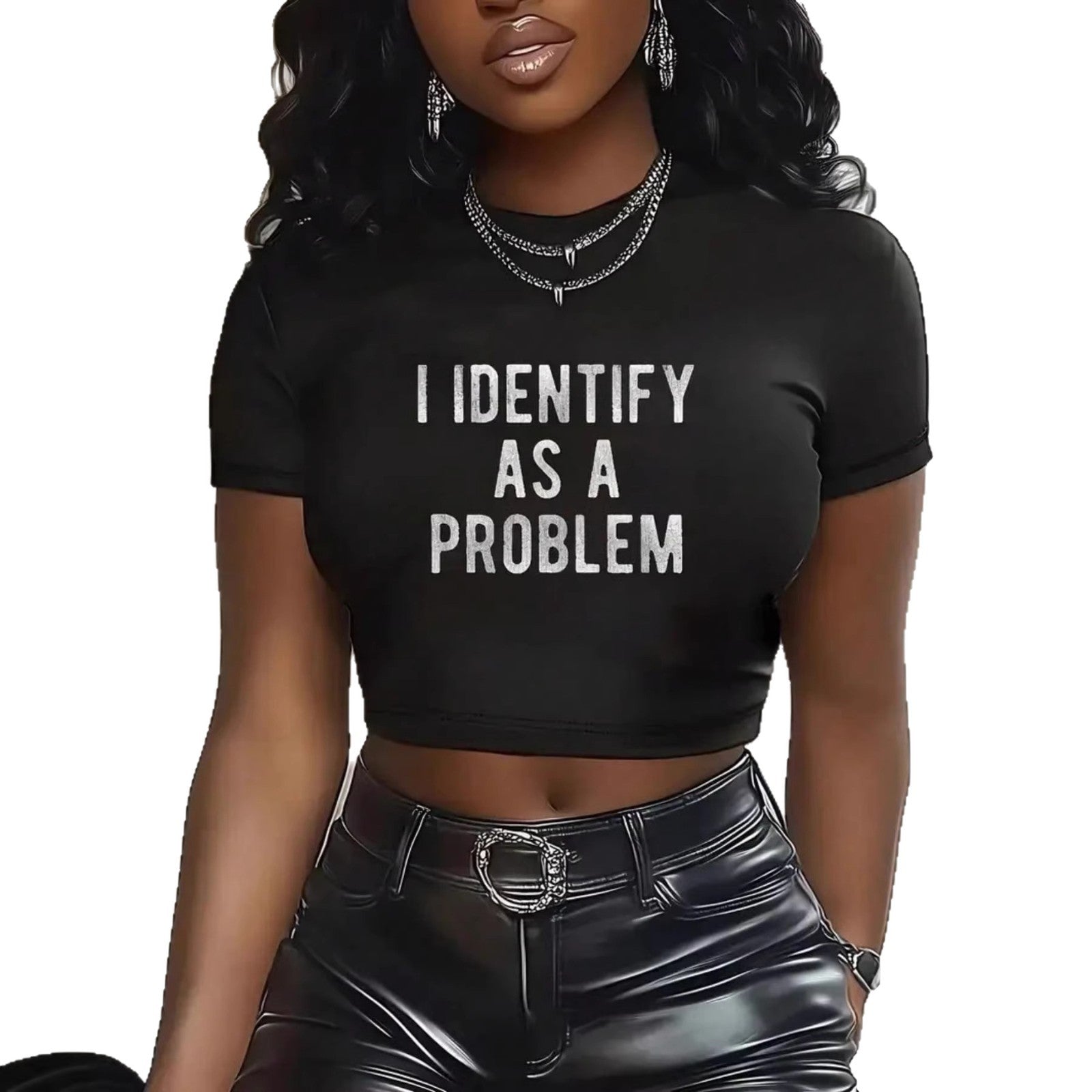 Damen Crop-T-Shirt mit kreativem Spruch und R&Brnem Schnitt R&B