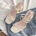 Damen elegante Blockabsatzsandalen mit feinen Kreuzriemen EB