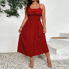 Damen Maxikleid mit verstellbaren Trägern und elastischem Bund R&B