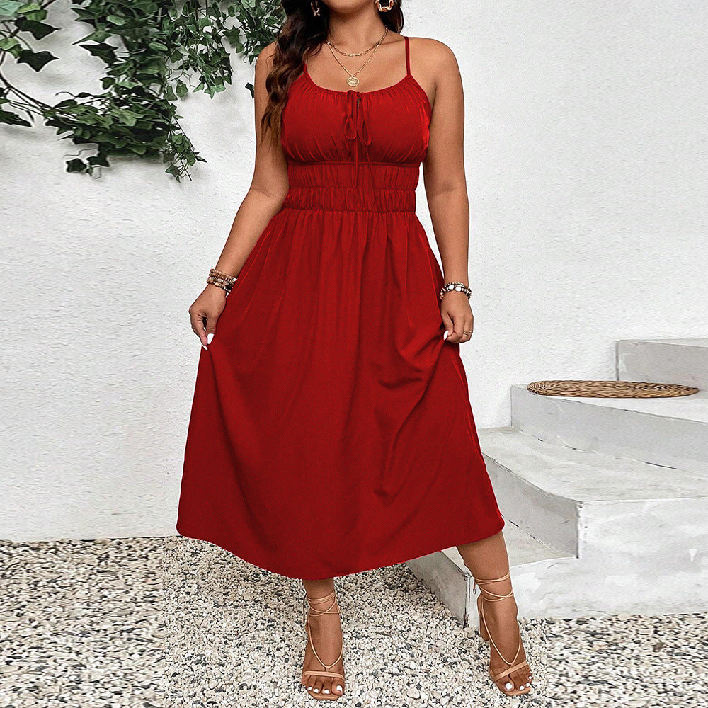 Damen Maxikleid mit verstellbaren Trägern und elastischem Bund R&B