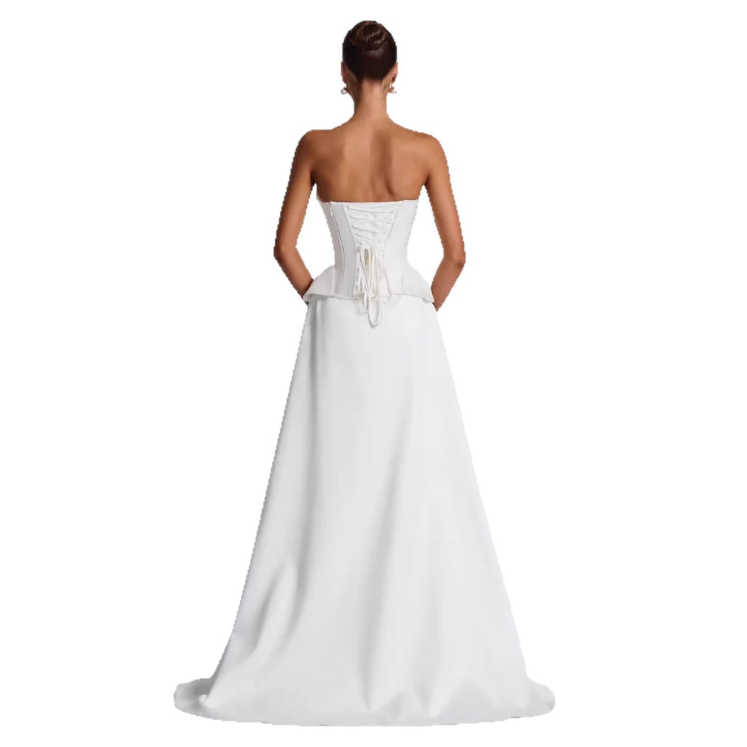 Damen Hochwertiges Brautkleid mit eleganter Drapierung und herzförmigem Ausschnitt R&B