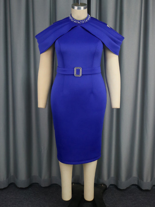 Damen Figurbetontes Kleid mit luxuriösem Capes-Ausschnitt R&B