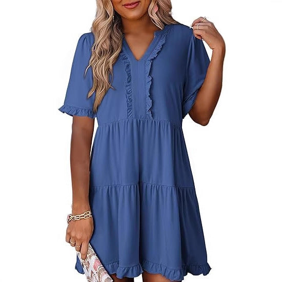 Damen luftiges Sommerkleid mit Rüschendetails R&B