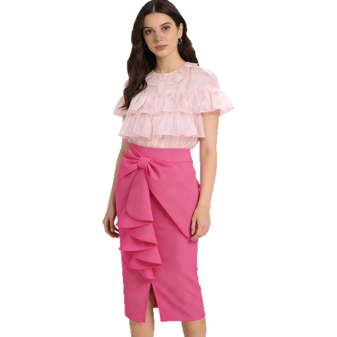 Damen Figurbetonter Midi-Rock mit elegantem Schleifendetail R&B