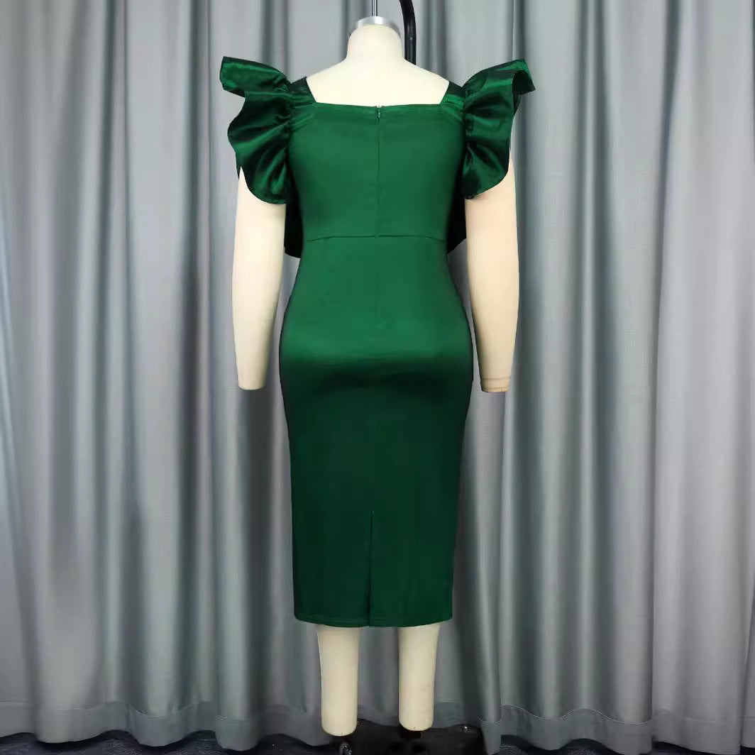 Damen Elegantes Maxikleid mit voluminösen Rüschenärmeln R&B
