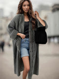 Damen Grober Strickcardigan mit fransigen Details und offenem Schnitt R&B