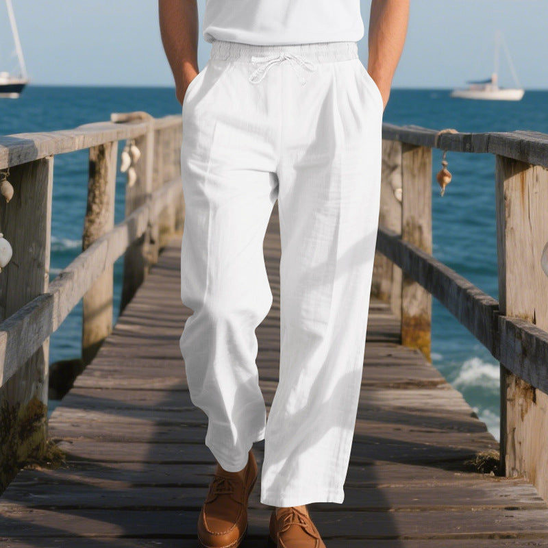 Herren bequeme Strandhose mit elastischem Bund und verstellbarem Kordelzug R&B