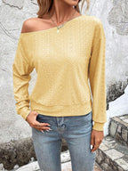 Damen lässiges Sweatshirt mit asymmetrischem Ausschnitt und Lochmuster R&B