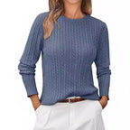 Damen Grobstrickpullover mit Zopfdesign und langen Ärmeln