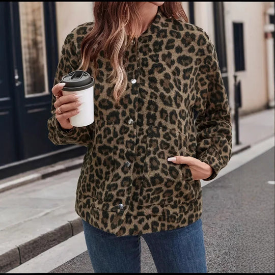 Damen Fleecejacke im trendigen Leopardenmuster R&B