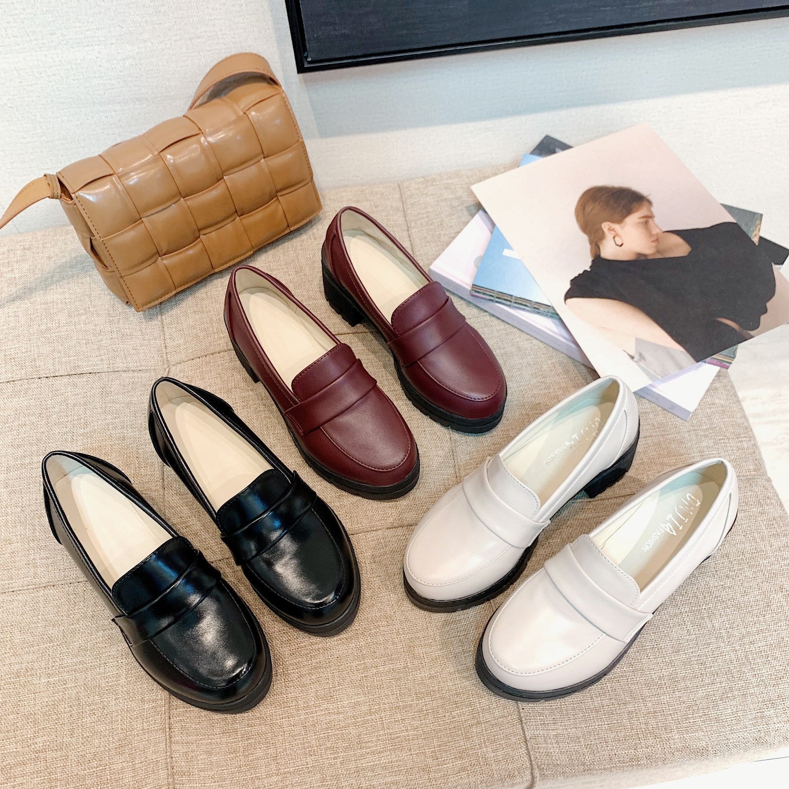 Damen Elegante Plateau-Mokassins mit modischer Sohle R&B