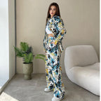 Damen modisches Ensemble mit floralem Muster und weitem Schnitt R&B