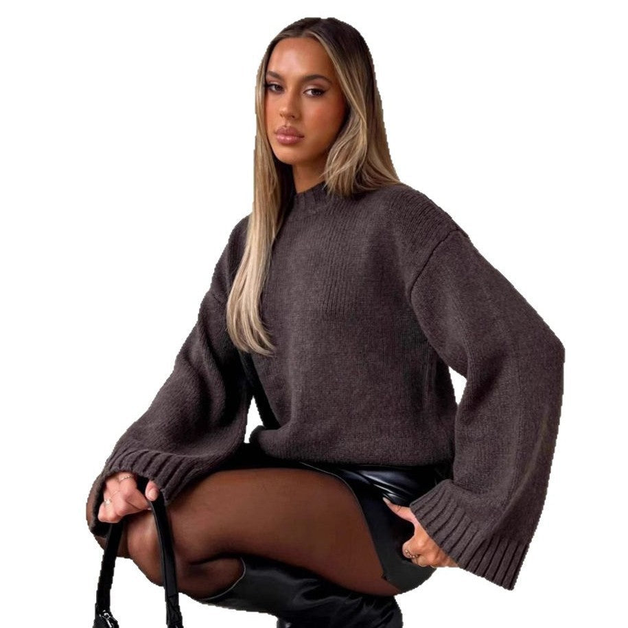 Damen Strickpullover mit weitem Schnitt und elegantem Rollkragen R&B