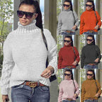 Damen Grobstrickpullover mit hohem Kragen und strukturiertem Armdesign R&B