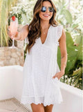 R&B | Jacquard-Kleid mit hohlem V-Ausschnitt aus Spitze