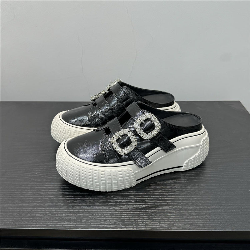Damen modische Clutch-Sneaker mit dekorativen Strassschnallen R&B